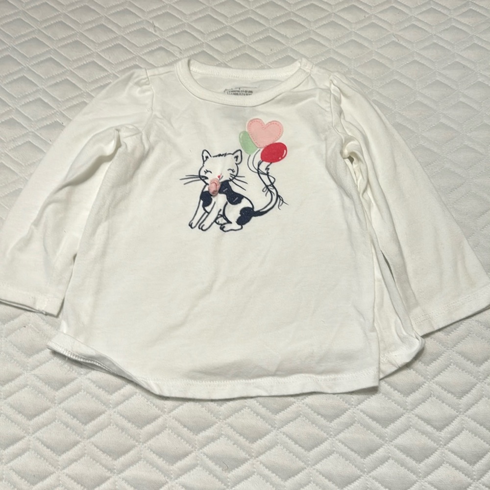 First impression, long sleeve white shirt size 6-9 m